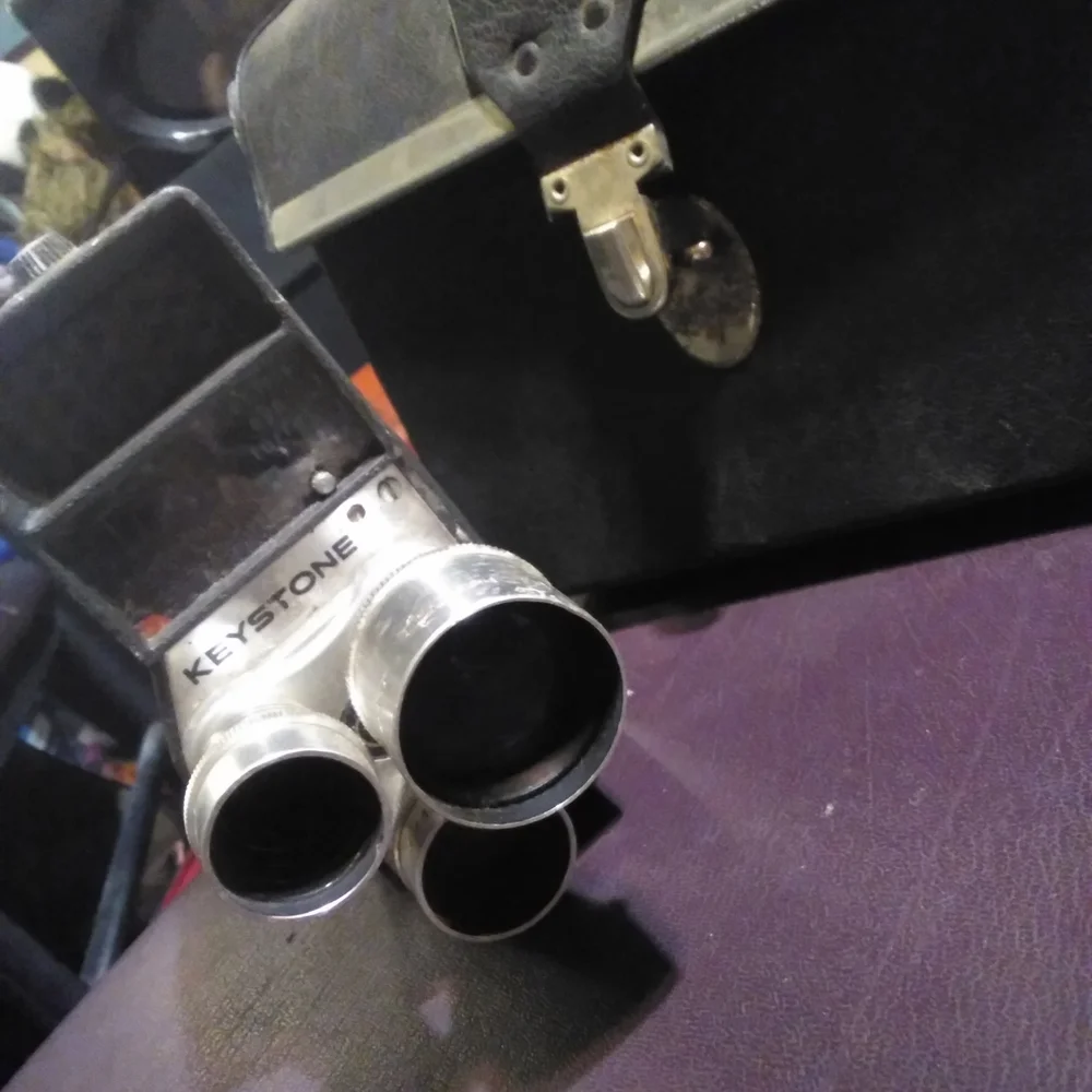 Vintage Camera with Triple Lens System - Black and Silver